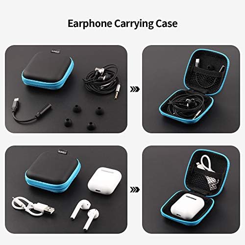 Sunguy [5-Pack] אוזניות מרובעות ניידות הנושאות מארז מיני כיס לאחסון לשקיות אחסון לאוזניות אוזניות חכם